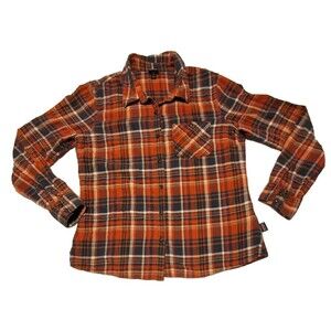 Patagonia Shirt Womens Size 8 Purple Red Flannel Plaid Cotton Outdoor Hiking